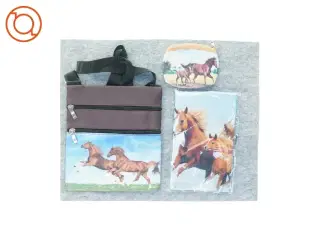 Tasker og pung med heste motiv (str. 23 x 20 Og 21 x 14 Og 11 x 9)