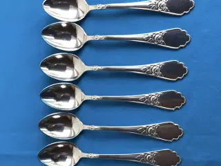 6 “Rose” Sølvplet teskeer, pris pr. stk.