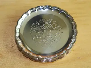6 glaskebakker af sølvplet