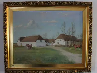 Frederik Ernlund maleri af gård