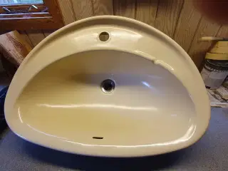 Retro Håndvask og toilet bræt i gul keramik