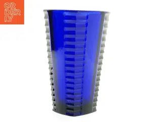 Blå vase i presset glas (str. 20 cm)