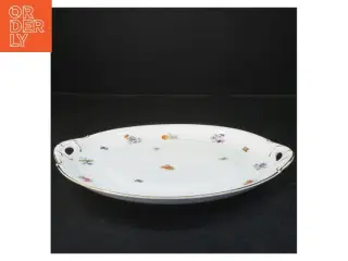 Rund porcelænsfad med blomstermotiv (str. Ø 28 cm)