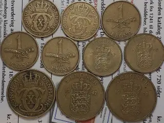 1 + 2 kroner, 1925 - 1958, 10 forskellige