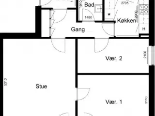 78 m2 lejlighed med altan/terrasse, Skive, Viborg