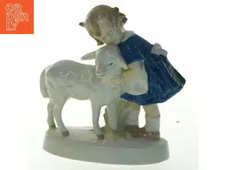 Porcelænsfigur barn og lam (str. 11x13,5 cm)