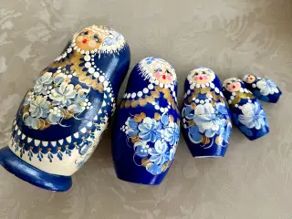 Håndmalet babuchka sæt af 5 figurer fra USSR