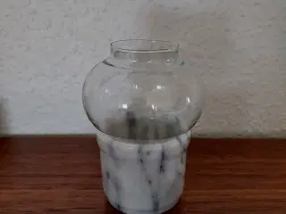 Marmor Fyrfadsstage med glaskuppel