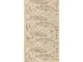 Guld Fjer Stickers - Selvklæbende Folie 10x23 cm