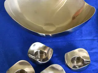 Georg Jensen Bloom skål + 4 lysestager