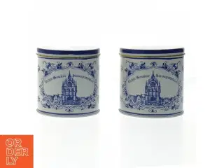 Dekorative kagebokse med blå motiv (str. Ø. 10 cm. længde, 10 cm)