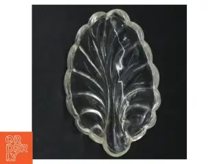 Gennemsigtig glas fad med blade design (str. 25 cm. og. 15 cm)