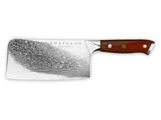 Kødøkse, 17 cm knivblad, udført i 67 lags Damaskus stål.