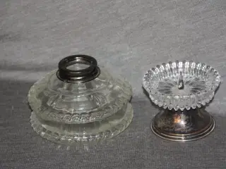 Lysestage samt dåse i sølvplet dåse højde 8,5 cm