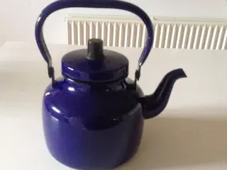Ældre retro tekande i blå emalje