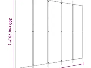 5-panels rumdeler 250x200 cm stof hvid