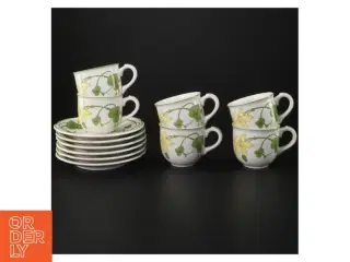 Kaffekopper med underkopper, blomstermotiv fra Villeroy & Boch (str. Ø. 13,5 cm. h. 6 cm. 7 cm)
