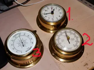 1.   Ur - Barometer - Hygrometer - messing.