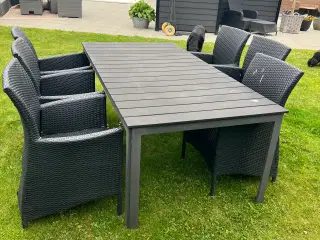 Havebord med 6 stole