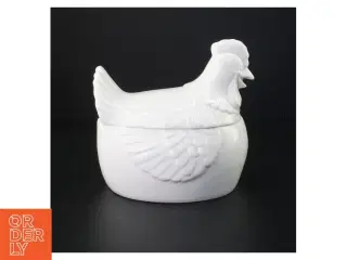 Hvid keramik høne (str. 19 x 17 cm)