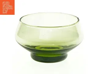 Retro sukkerskål i grønt glas (str. 8 x 9 cm)