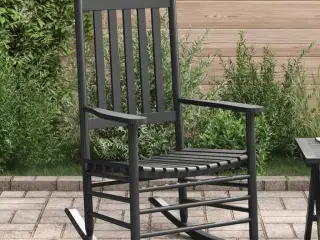 Gyngestol med buet sæde massivt poppeltræ sort