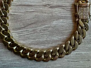14 karat massiv guld armbånd med diamanter