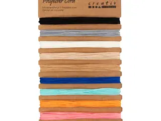 Polyester snor, tykkelse 0,6 mm, ass. farver, 10x4m/ 1 pk.