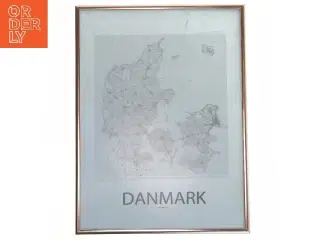 Danmark kort i ramme fra Creative World (str. 30x40 cm)