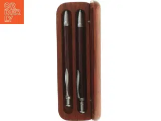 Træ penneetui med kuglepen og blyant (str. 18x6,5 cm)