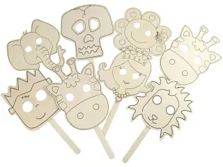 16 Træmasker til Kreativitet - 8 Designs, 35x22 cm