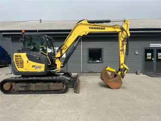 Yanmar SV100 2A Centralsmørring og hydraulisk hurtigskifte.