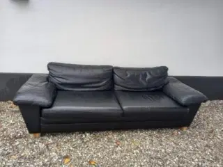 Sofa okse læder sort.  