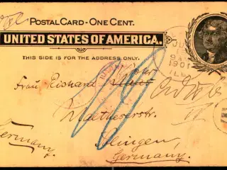 Efterporto - Postkort fra U.S.A.    18 - 7 - 1901 - Efterporto 10 Øre