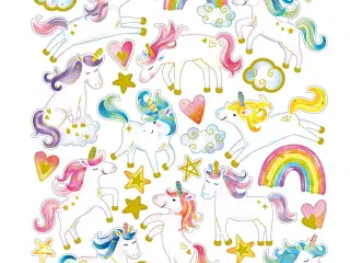 Selvklæbende Enhjørninge Stickers - 15x16,5 cm