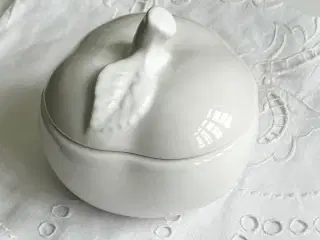 Fajance, æble m hvid glasur