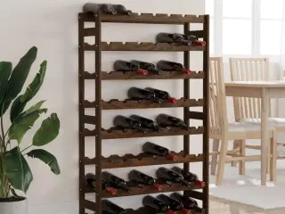 Vinreol til 56 flasker massivt fyrretræ brun