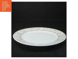 Porcelænstallerken med blomsterkant (str. Ø 26 cm)