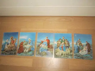 5 fine religiøse postkort samlet