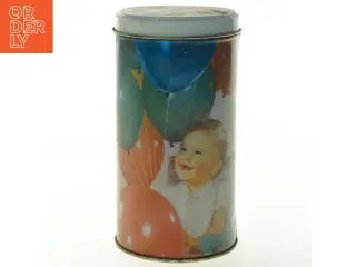 Vintage Irma Rund metaldåse med børneprint (str. 19 cm)