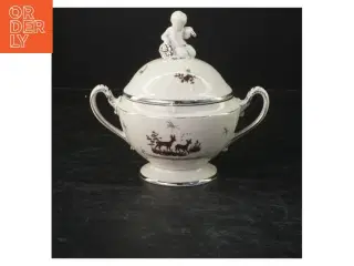 Porcelænssukkerskål med låg og mønster fra KPM (str. 16x17 cm)