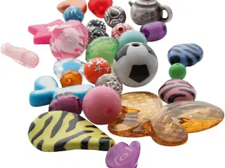 Fantasy plastperlemix, str. 5-35 mm, hulstr. 1-4 mm, 1000g/ 1 pk.