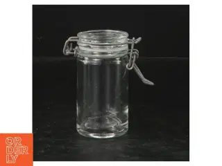 Glasbeholder med lås (str. Ø. 4,5 cm. længde, 8,5 cm)