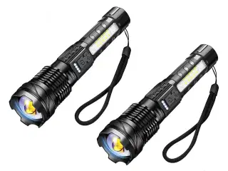 2 Stk. Kraftig lommelygte, opladelig.