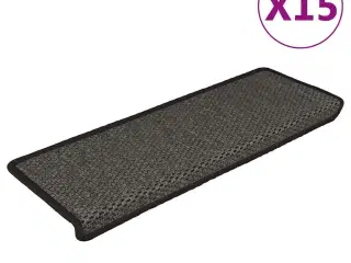 Selvklæbende trappemåtter 15 stk. 65x21x4cm sisal-look antracit