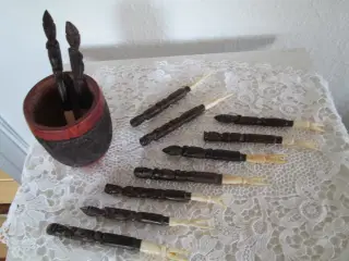 Pålægs gafler med  mahogni skaft og beholder 