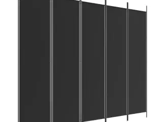 5-panels rumdeler 250x200 cm stof sort