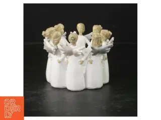 Lysestage med engleporcelænsfigur fra Harvestime (str. 10x8,5 cm)