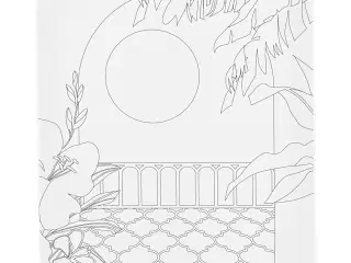 Malerlærred med print - Solrig balkon 24x30 cm