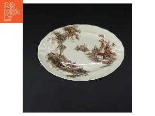 Vintage serveringsfad med landskabsdesign fra Johnson Bros (str. 25,5x21 cm)